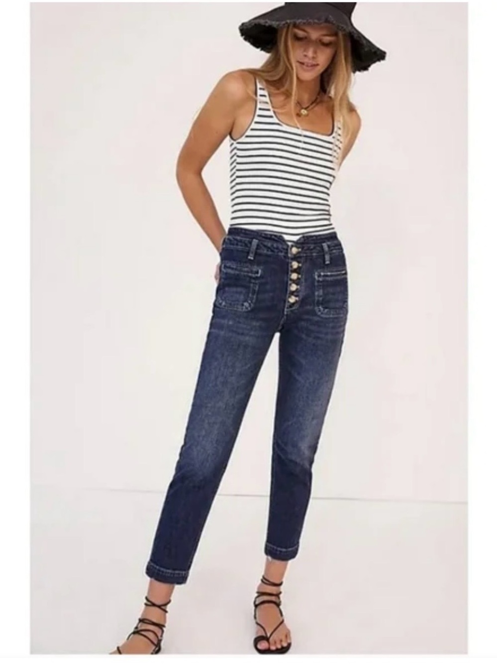 Pilcro button up high rise slim leg jeans